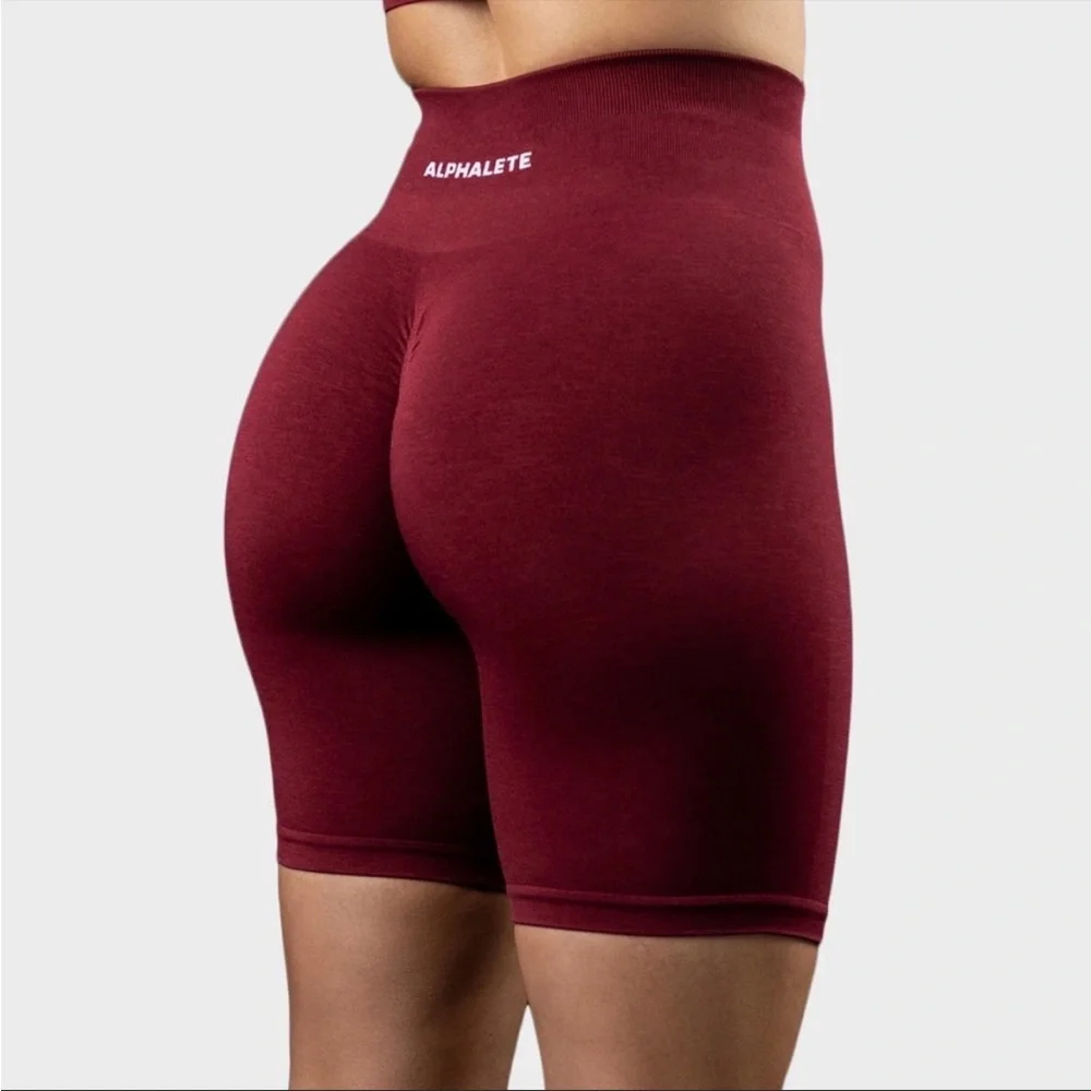 Alphalete Amplify Bike Shorts - Bordeaux - Picture 4 of 8